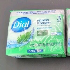 Dial Antibacterial Bar Soap, Refresh & Renew, White, 4 oz, 3 Bars